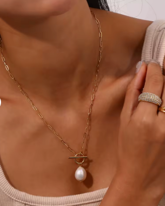 Tide &amp; Pearl Paperclip Chain