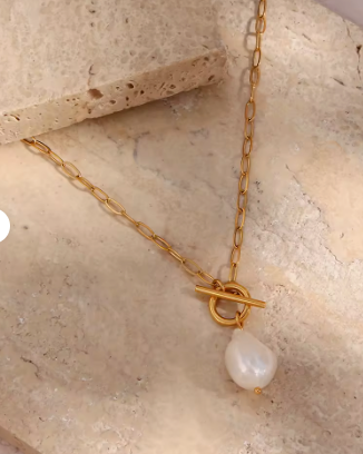 Tide &amp; Pearl Paperclip Chain
